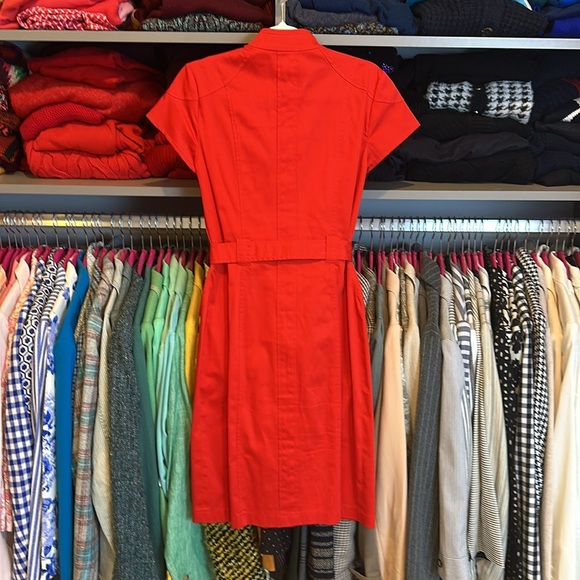 Calvin Klein red snap front closure belted 4 pocket dress size 2 - Picture 3 of 3